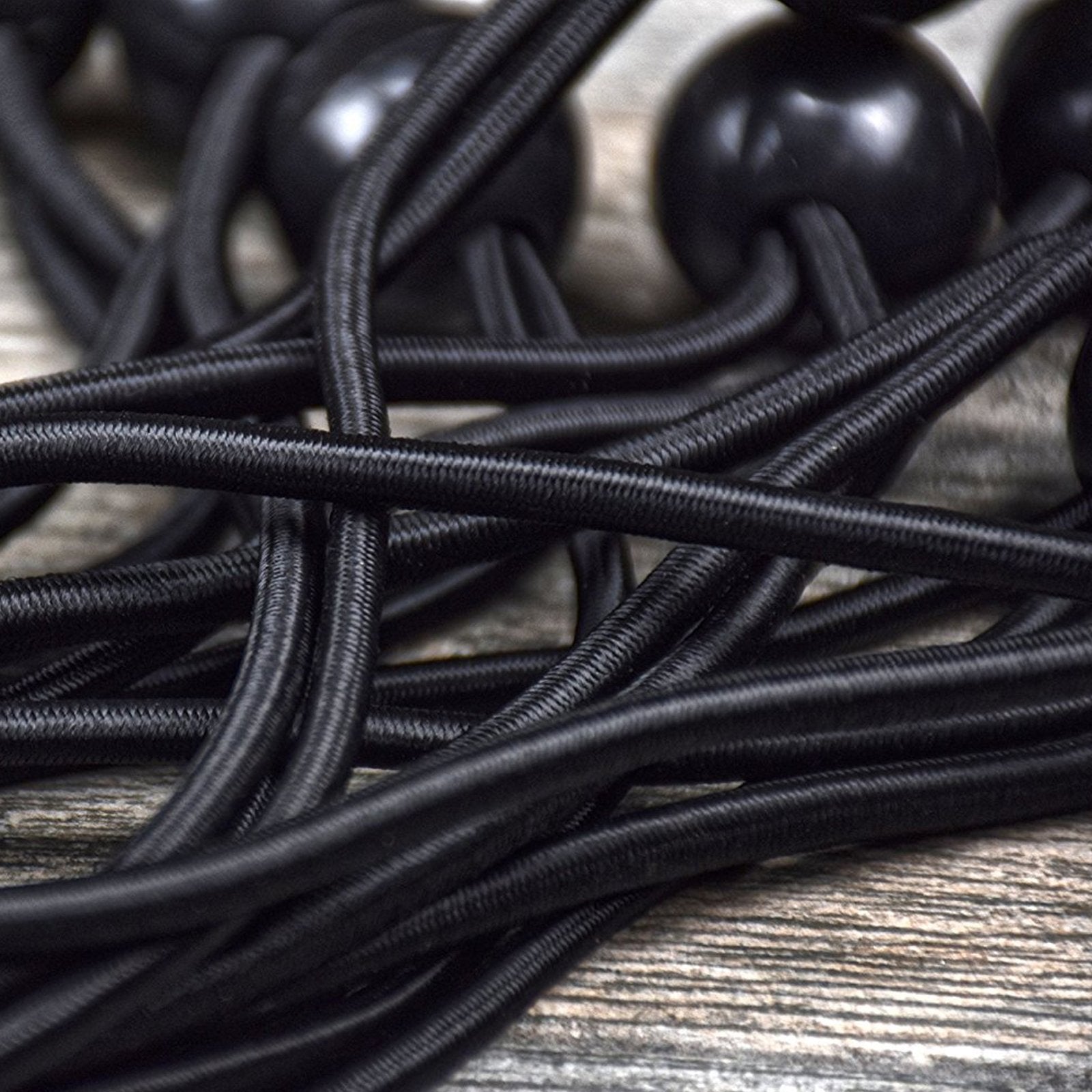 ASR Outdoor 100 Pack Black Stretch Cord with Black Ball 6 Inch Length