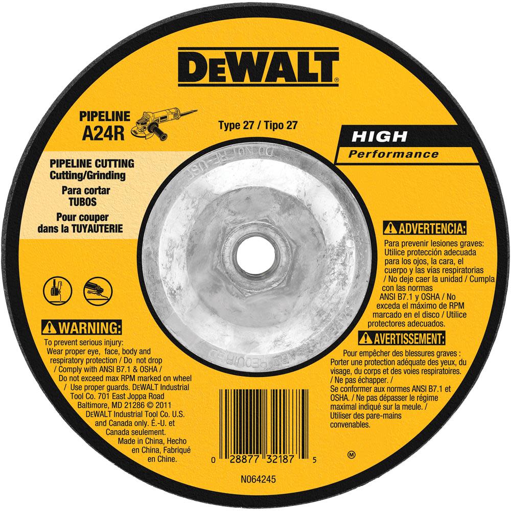 DEWALT 6 In. x 1/8 In. x 5/8 In. to 11 High Performance Pipeline Wheel DW8438 from DEWALT