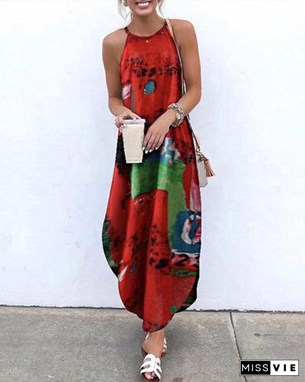 Sleeveless Printed Maxi Dress