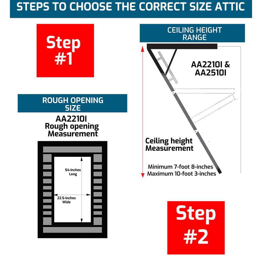 Louisville Ladder 7 ft. 8 in. to 10 ft. 3 in. 22.5 in. x 54 in. Aluminum Attic Ladder with 375 lbs. Maximum Load Capacity AA2210I