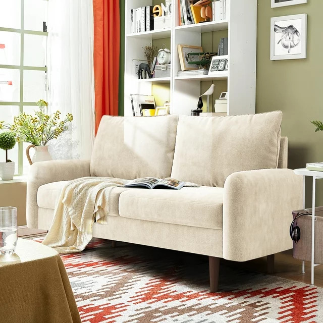 Retro Modern Loveseat  Tapered Legs With Comfy Upholstered Seat   Midcentury   Loveseats   by Declusia  Houzz