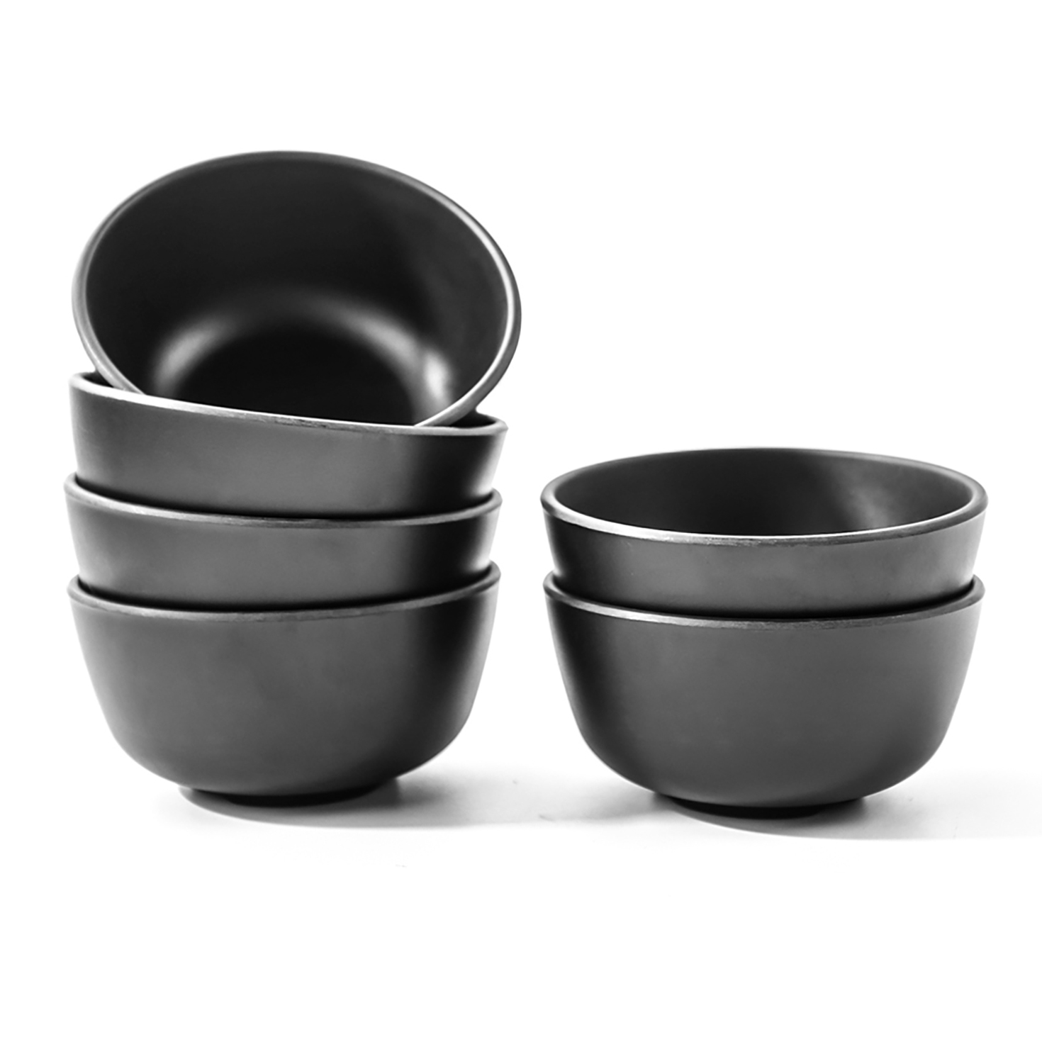 TP Bowl Set， 12 oz Cereal Bowls Melamine Soup Bowls， Set of 6， Matte Black