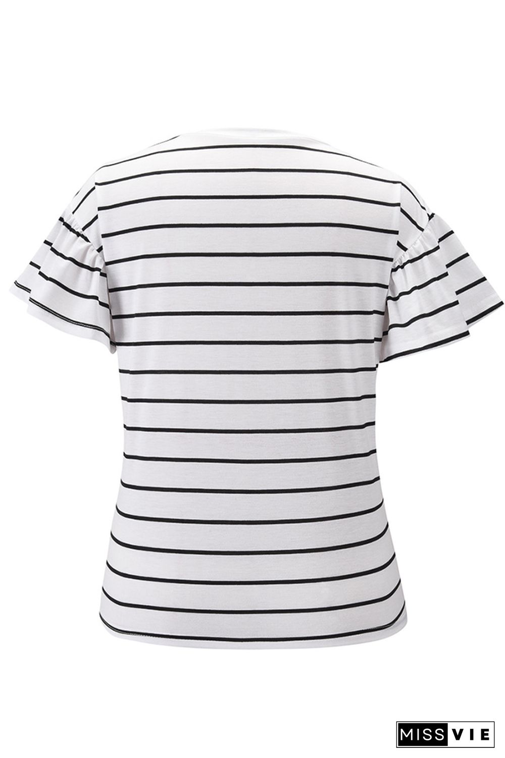 Striped V-Neck Short Sleeve T-Shirt Wholesale