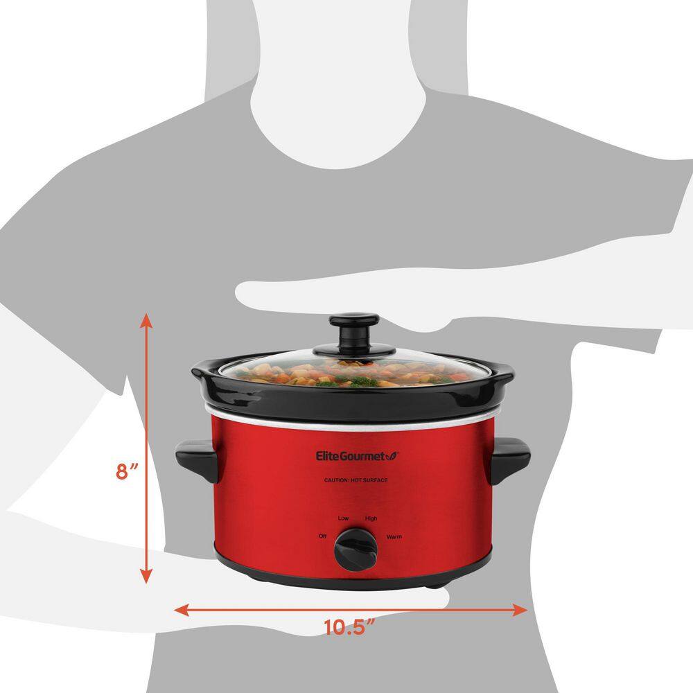 Elite Gourmet 2 Qt. Oval Slow Red Cooker MST-275XR