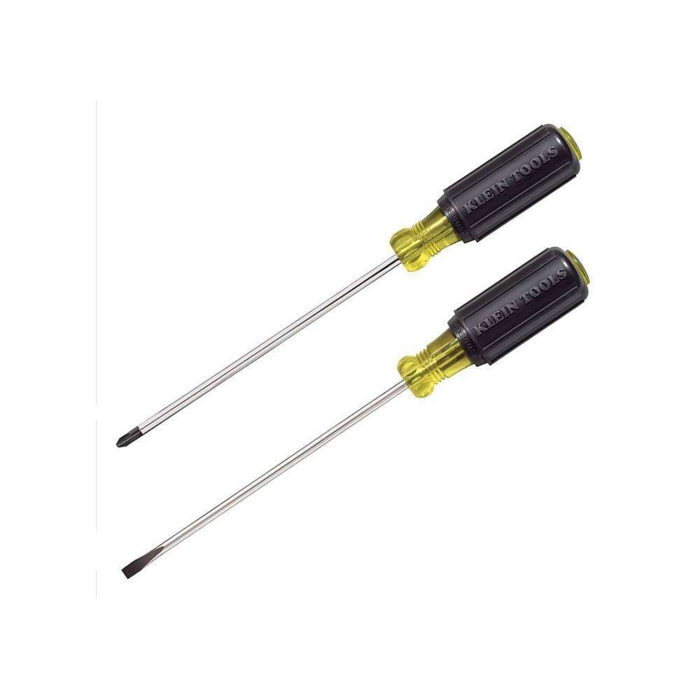 Klein Tools 2-Piece 316 in. Slotted and #2 Phillips 7 in. Shank Cushion-Grip Screwdriver Set 85742