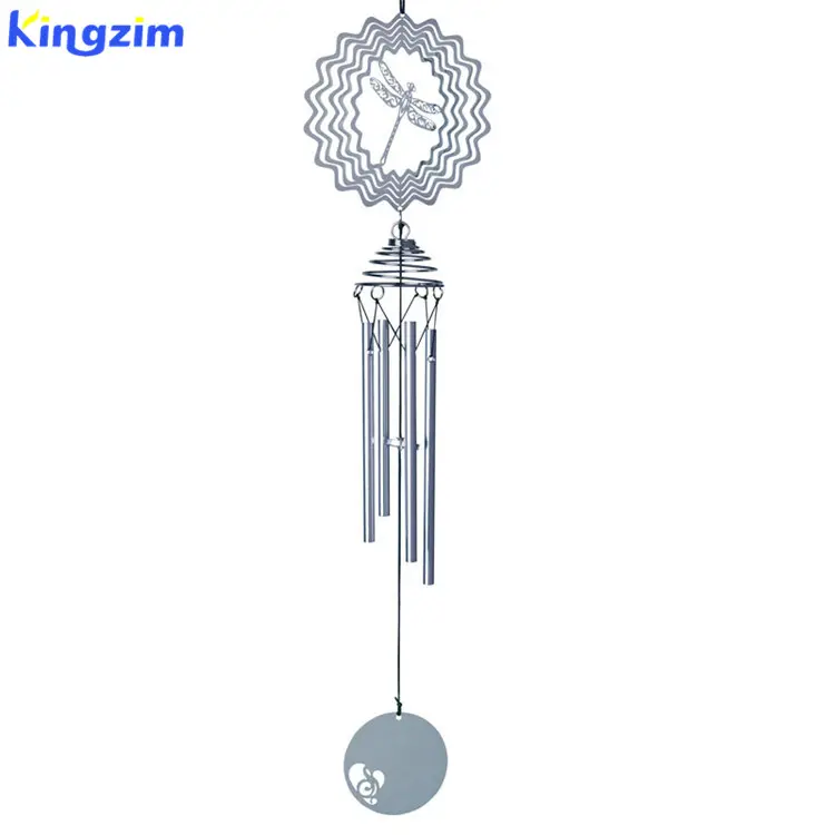 New vision hanging spinners spiral 3d wind chime mobile laser cutting style stainless steel metal wind spinners garden ornament