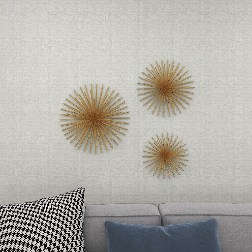 Contemporary Modern Starburst Metal Wall Sculptures Set of 3