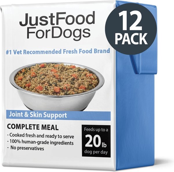 JustFoodForDogs PantryFresh Joint and Skin Support Recipe Fresh Dog Food， 12.5-oz pouch， case of 12