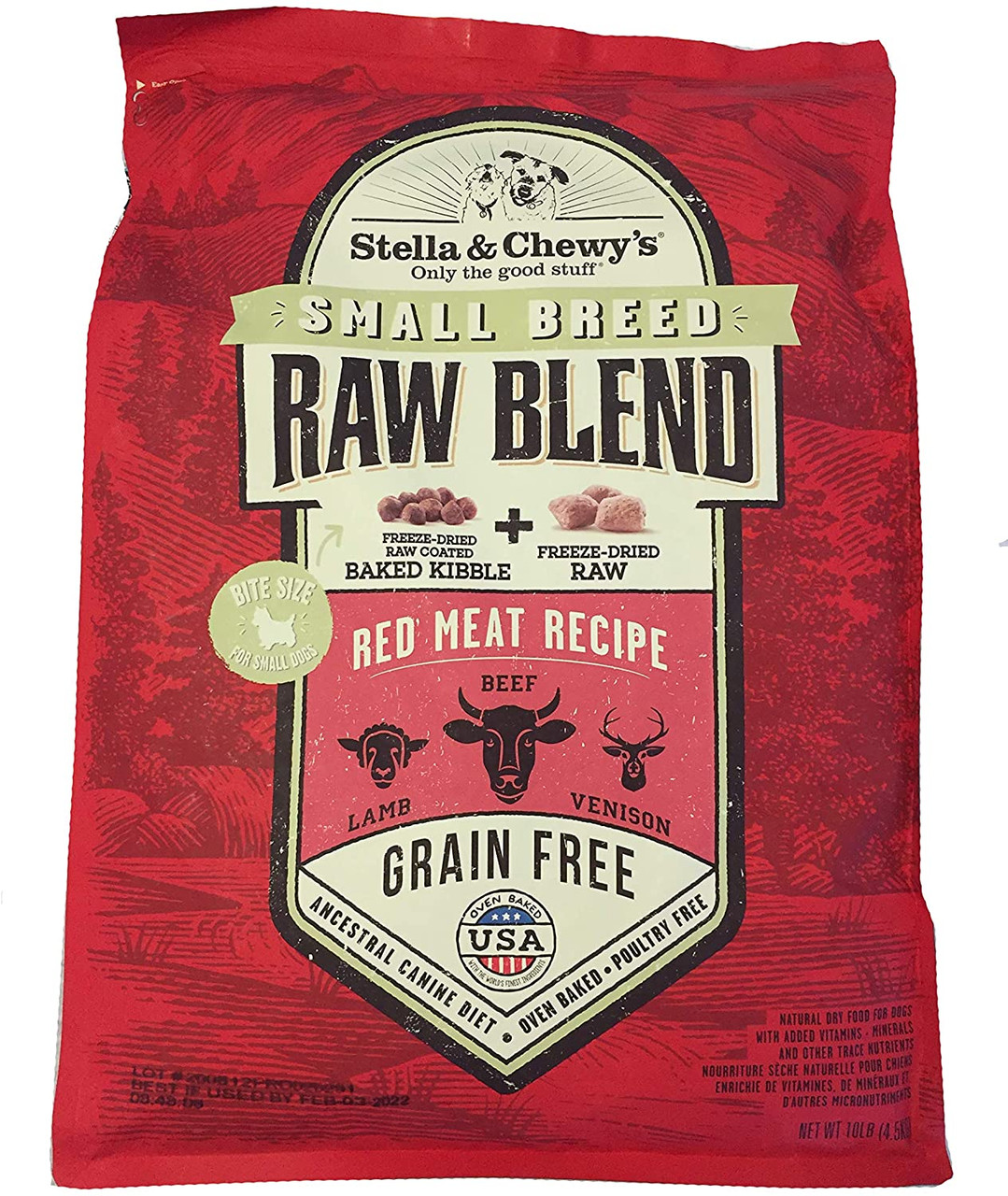 Stella and Chewy's Grain Free Small Breed Raw Blend Red Meat Dry Dog Food， 10 Lbs.