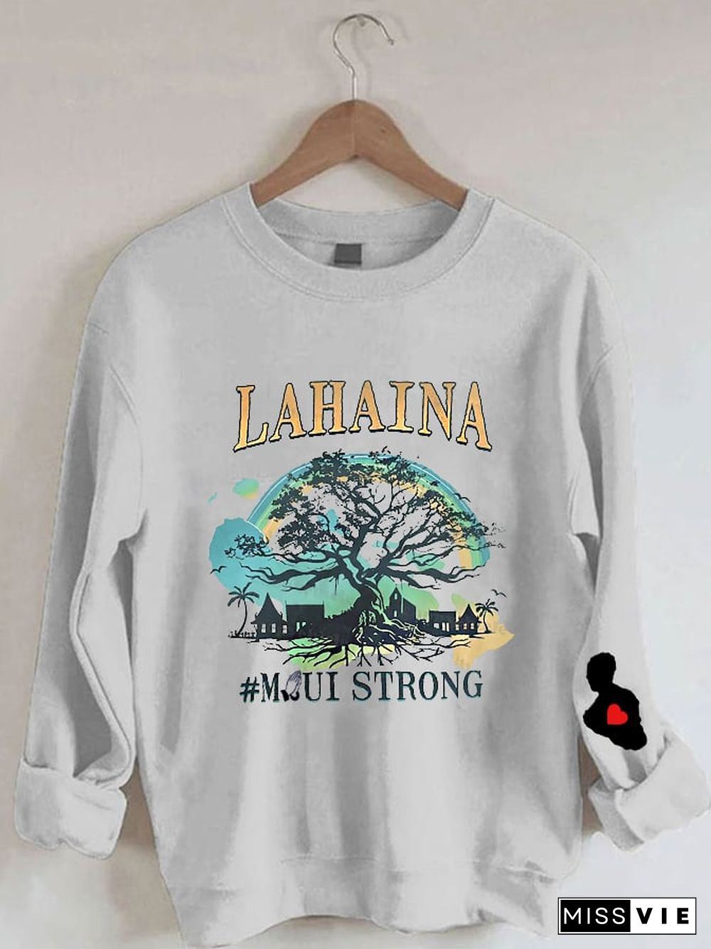 Women's Lahaina Strong Hawaii Lahaina Banyan Tree Print Crew Neck Sweatshirt