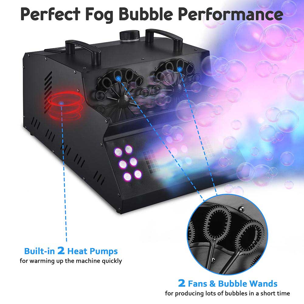 Yescom 3in1 LED Fog Bubble Machine with Remote DMX 18-RGB 3000W