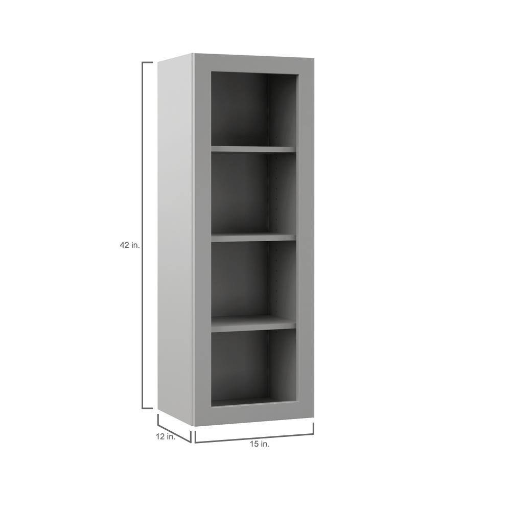 Hampton Bay Designer Series Melvern Assembled 15x42x12 in. Wall Open Shelf Kitchen Cabinet in Heron Gray WOS1542-MLGR