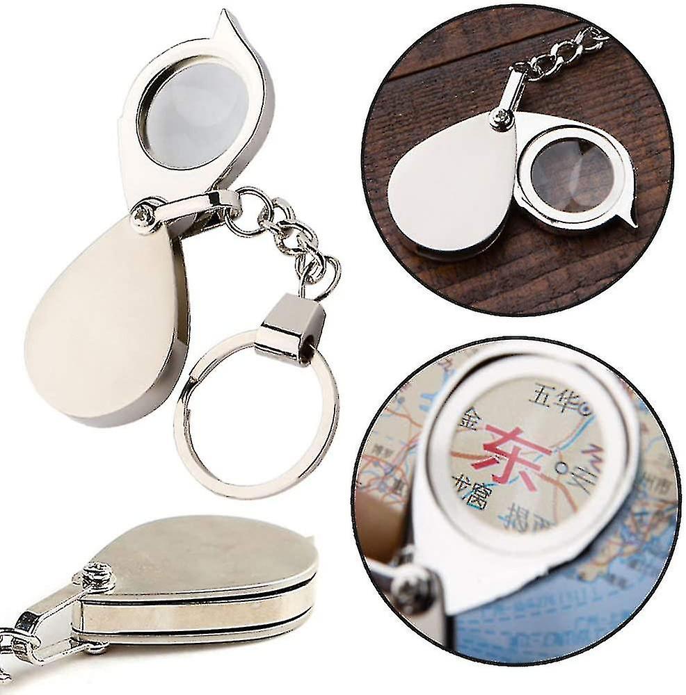 Magnifying Glass Keychain 15x Handheld Pocket Magnifier Small Folding Hand Held Magnifier For Reading Coins Hobby Travel