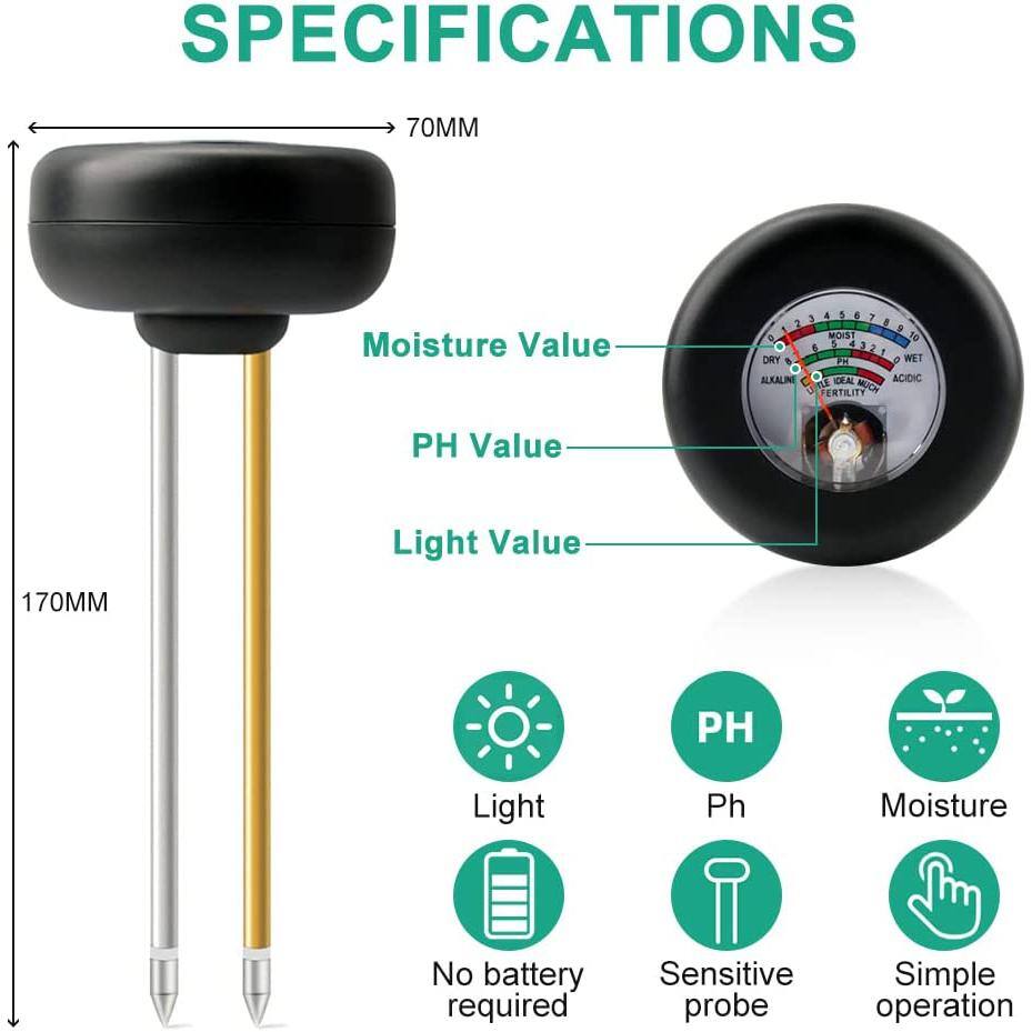 Cubilan Soil Moisture Meter 3-in-1 Moisture Meter for House Plants Water Monitor Plants Soil Test Kit Hygrometer B0B9S65WX3