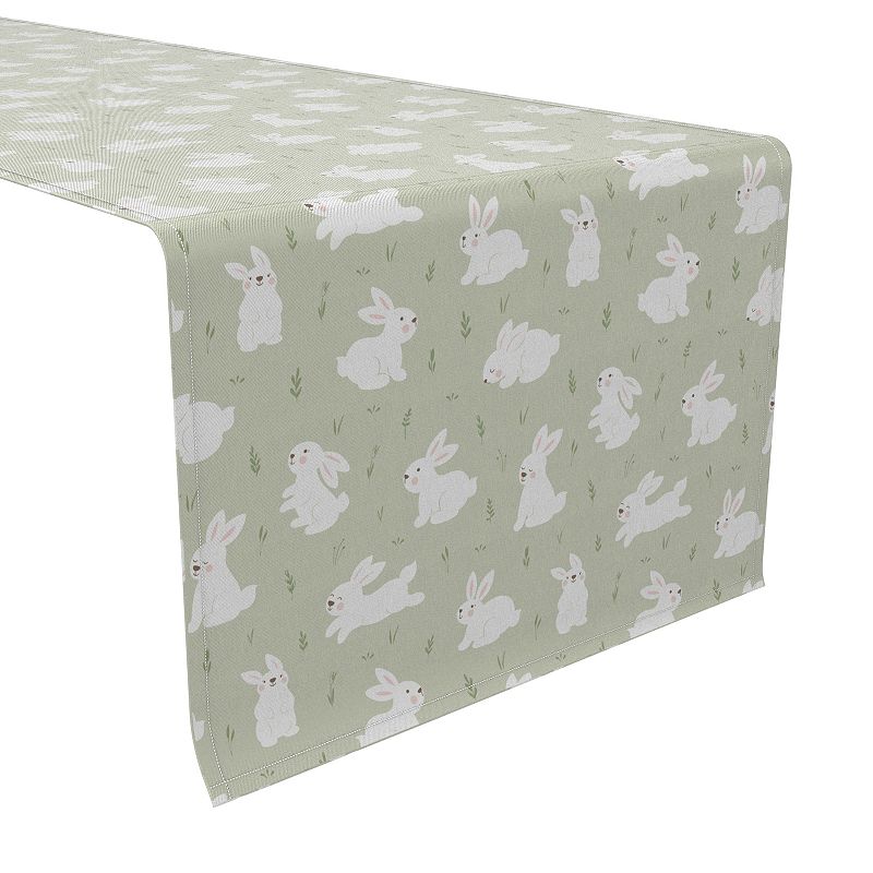 Table Runner， 100% Cotton， 16x108， Bunnies in the Grass