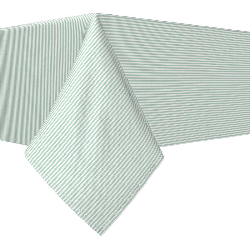 Square Tablecloth， 100% Polyester， 60x60， Pinstripes， Celadon and White