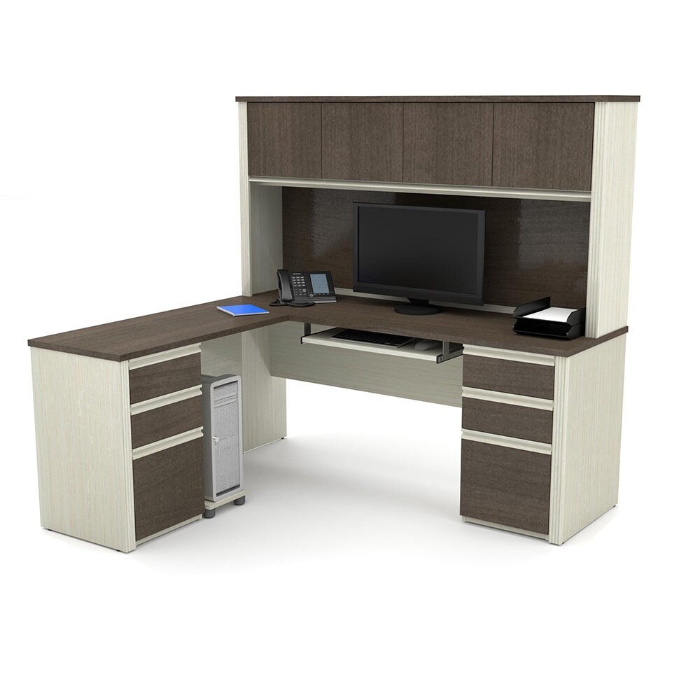 Bestar Prestige Plus L shaped Desk with Hutch