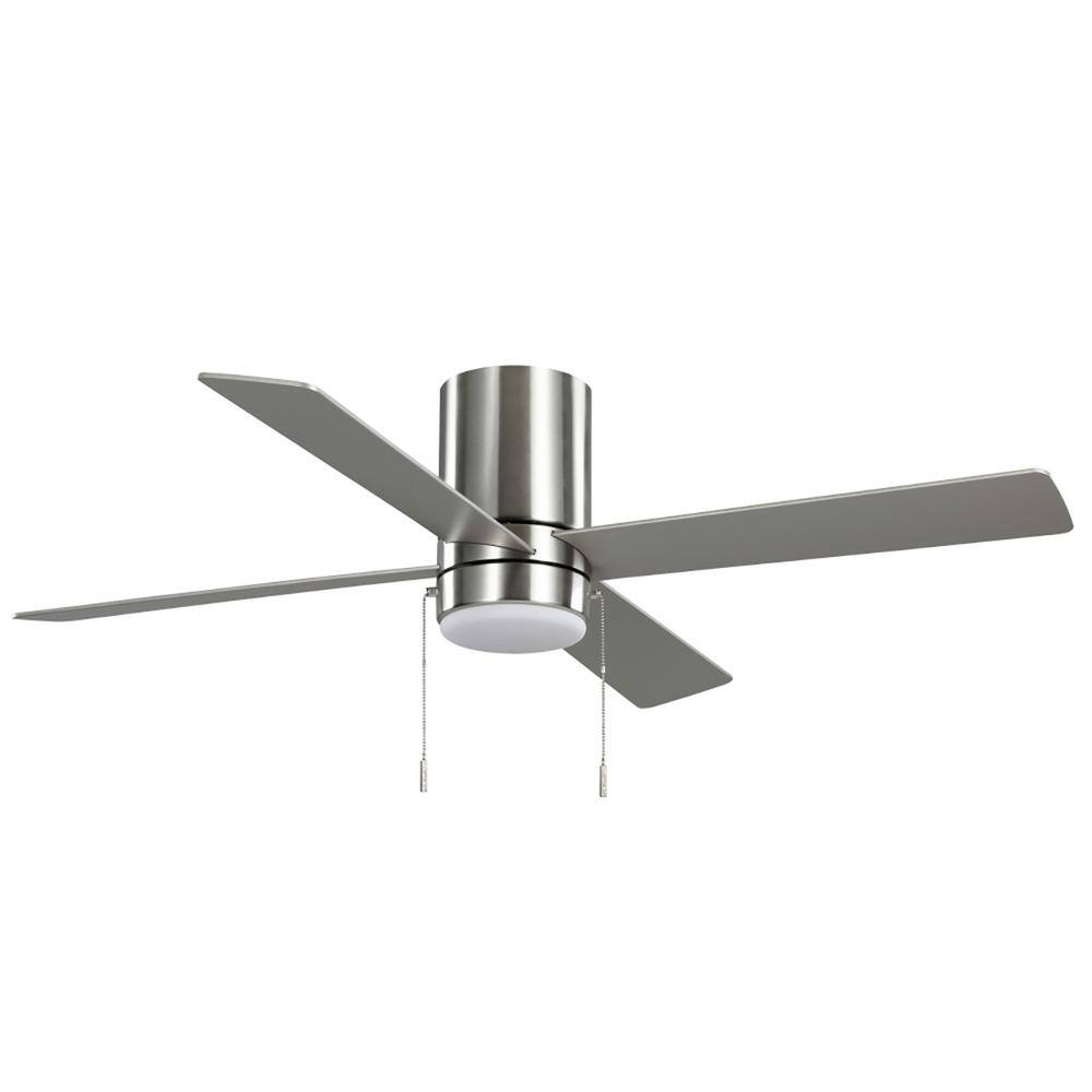 Hampton Bay Scenic 52 in. Integrated LED Indoor Brushed Nickel Hugger Ceiling Fan with Reversible Motor  Reversible Blades Included 92302