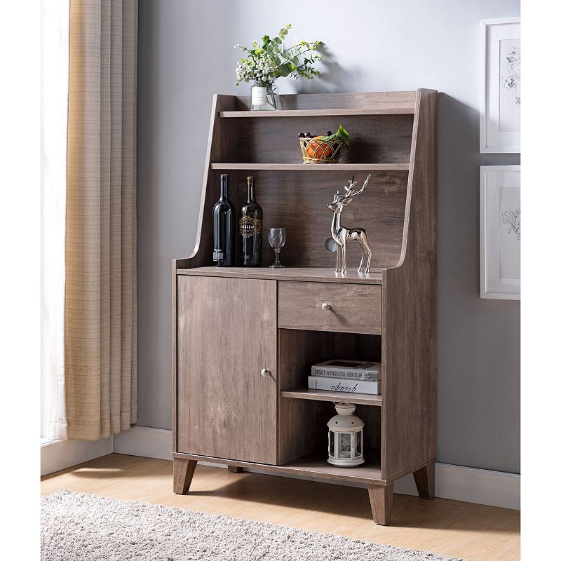 FC Design Hazelnut Baker's Cabinet with 2 Shelves and 1 Drawer Organizer with Spacious Top