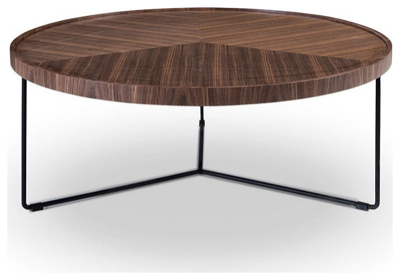 Biaggio End Table With Walnut Top and Black Iron Base   Industrial   Side Tables And End Tables   by Rustic Home Furniture Deco  Houzz