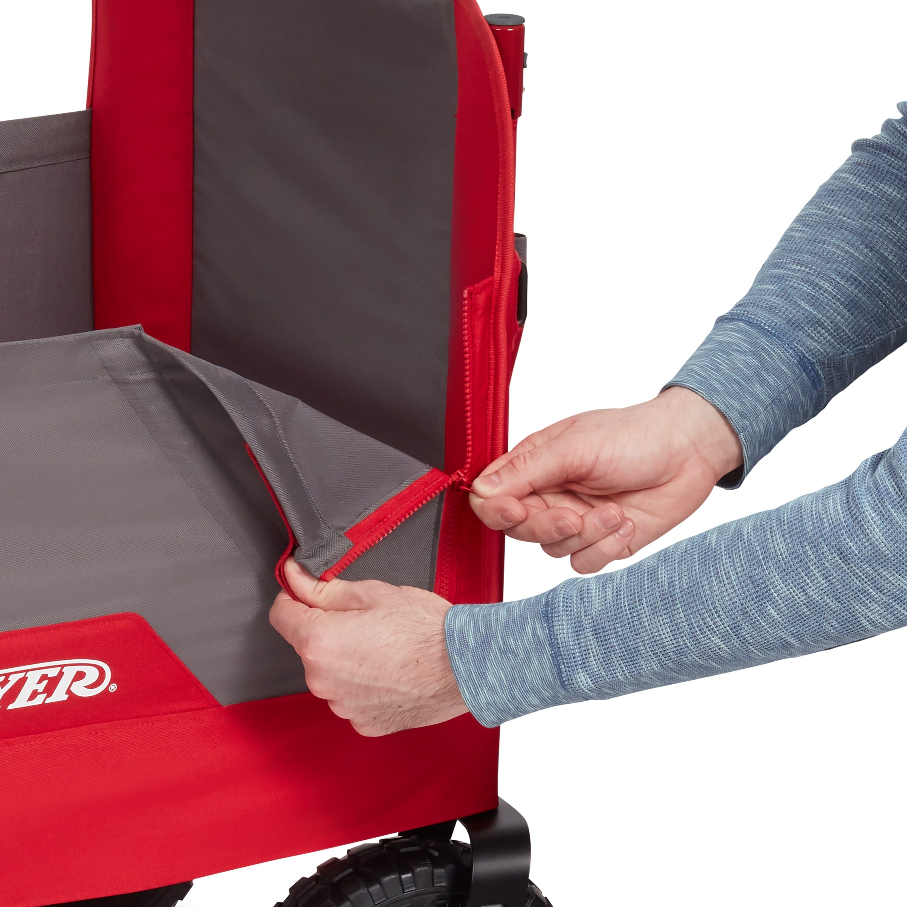 Radio Flyer, 3-in-1 All-Terrain EZ Fold Wagon with Canopy, Red and Gray, Air Tires