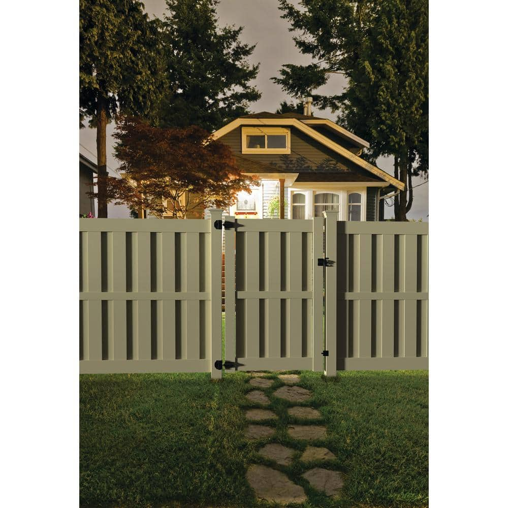 Barrette Outdoor Living Whitney 6 ft. x 6 ft. Sand Vinyl Shadowbox Fence Panel 73045698