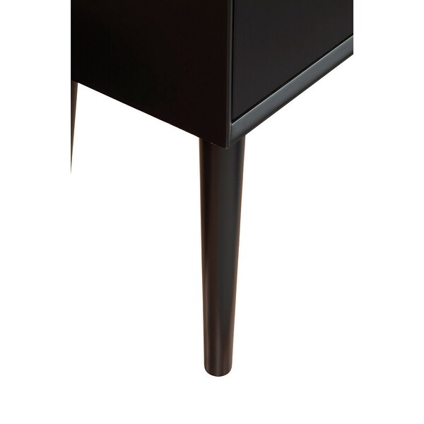 End Table with 1 Drawer and Angled Legs， Black