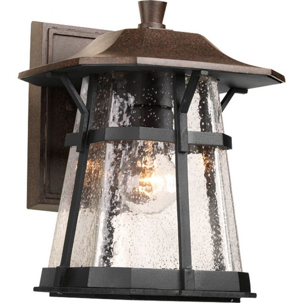 Progress Lighting Derby 1 light Led Medium Wall Lantern In Espresso With Artistic Glass Shade