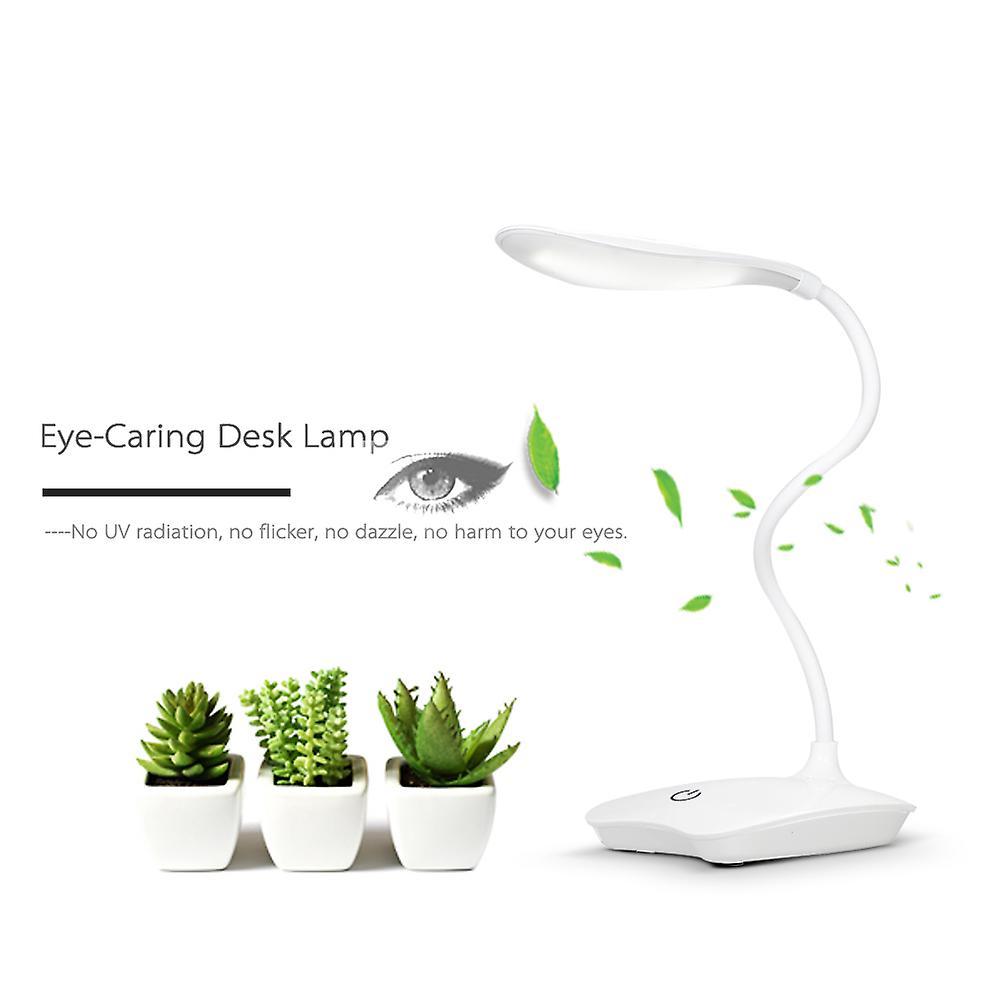 Led Desk Lamp With Usb Port 3 Dimmable Brightness Touch Control Ultralight White Rechargeable Eye-caring Table Light With 360 Rotatable Head Flexible