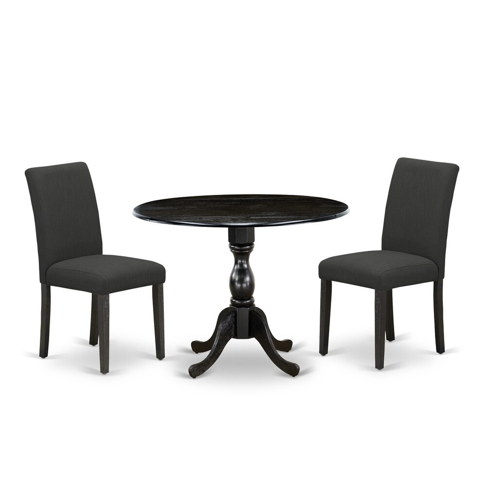 East West Furniture 3 Piece Dinette Set  a Round Dining Table and 2 Parson Dining Chairs  (Finish   Upholstered Options)