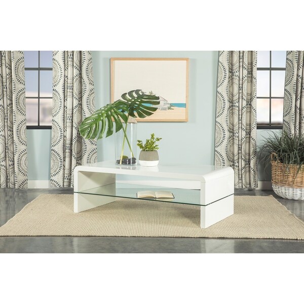 Coaster Furniture Airell White High Gloss Rectangular Coffee Table