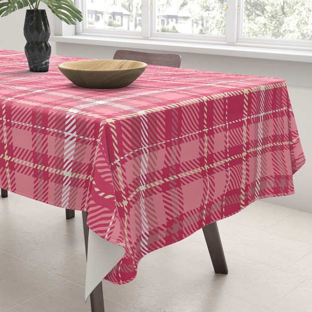 Avenie Pink Plaid Tablecloth deny Designs