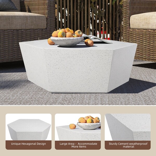 UPHA Outdoor Concrete Patio Coffee Table，Outdoor Large Side Table