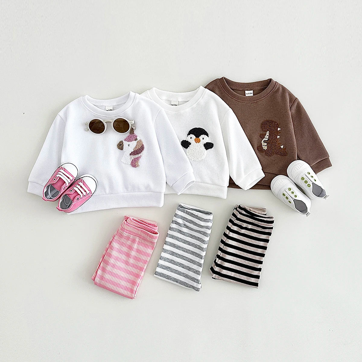 New Baby Clothing Set Cartoon Penguin Embroidery Top+Pants Warm Clothes Spring Autumn Newborns Baby Boys Girls Infant 2Pcs