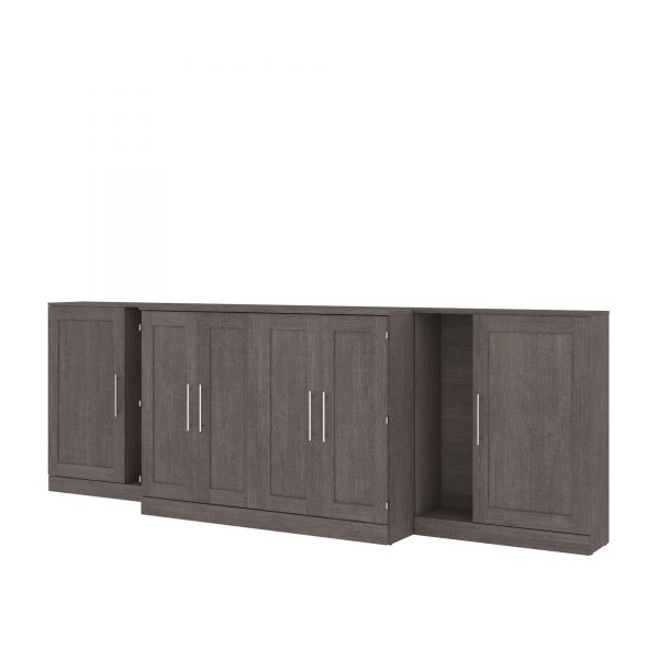 Bestar Pur by Bestar Full Cabinet Bed with Two Storage Units - Bark Gray