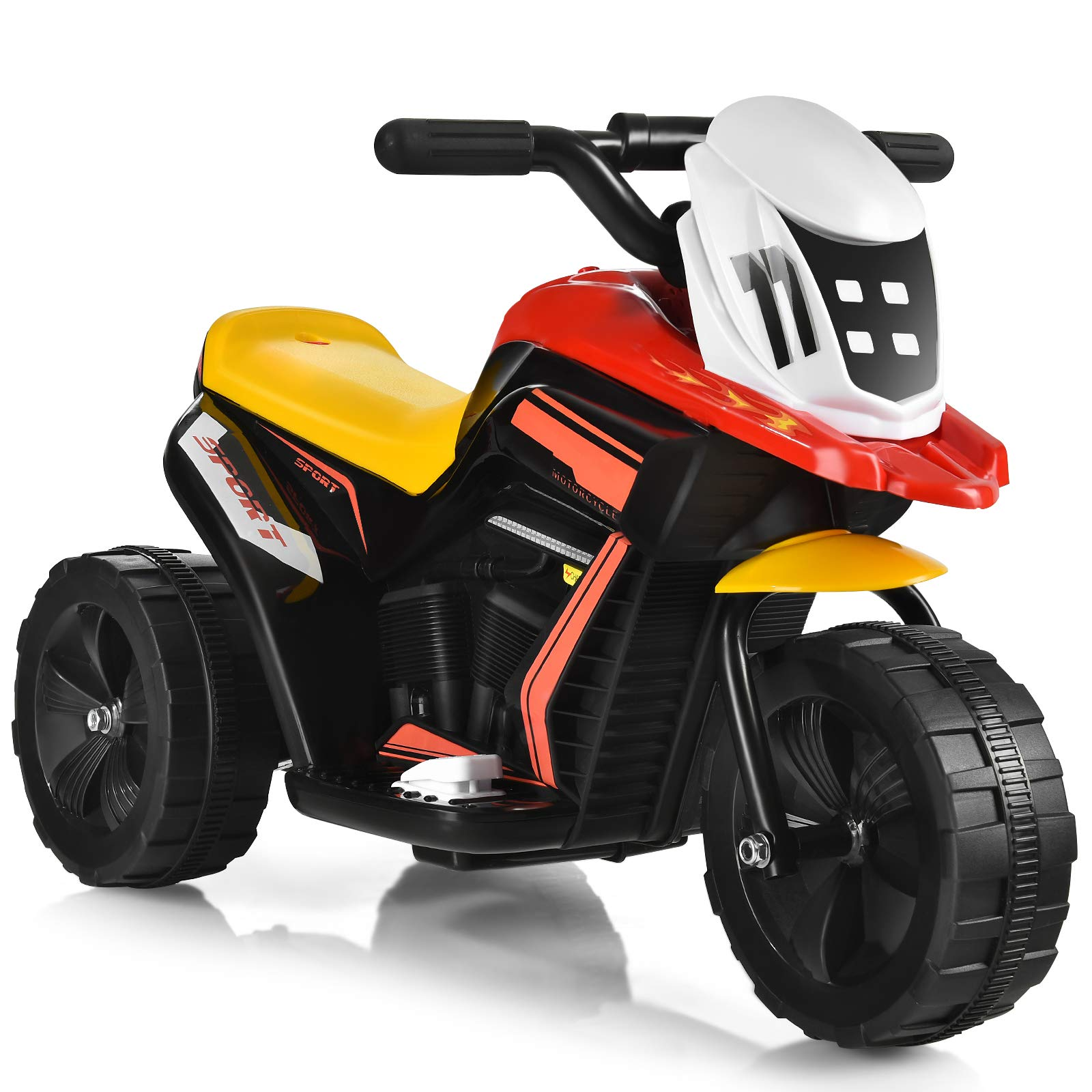 Costzon Kids Motorcycle, Battery Powered 3 Wheel Ride On Toy, Electric Ride On Motorcycle w/Music (Black)