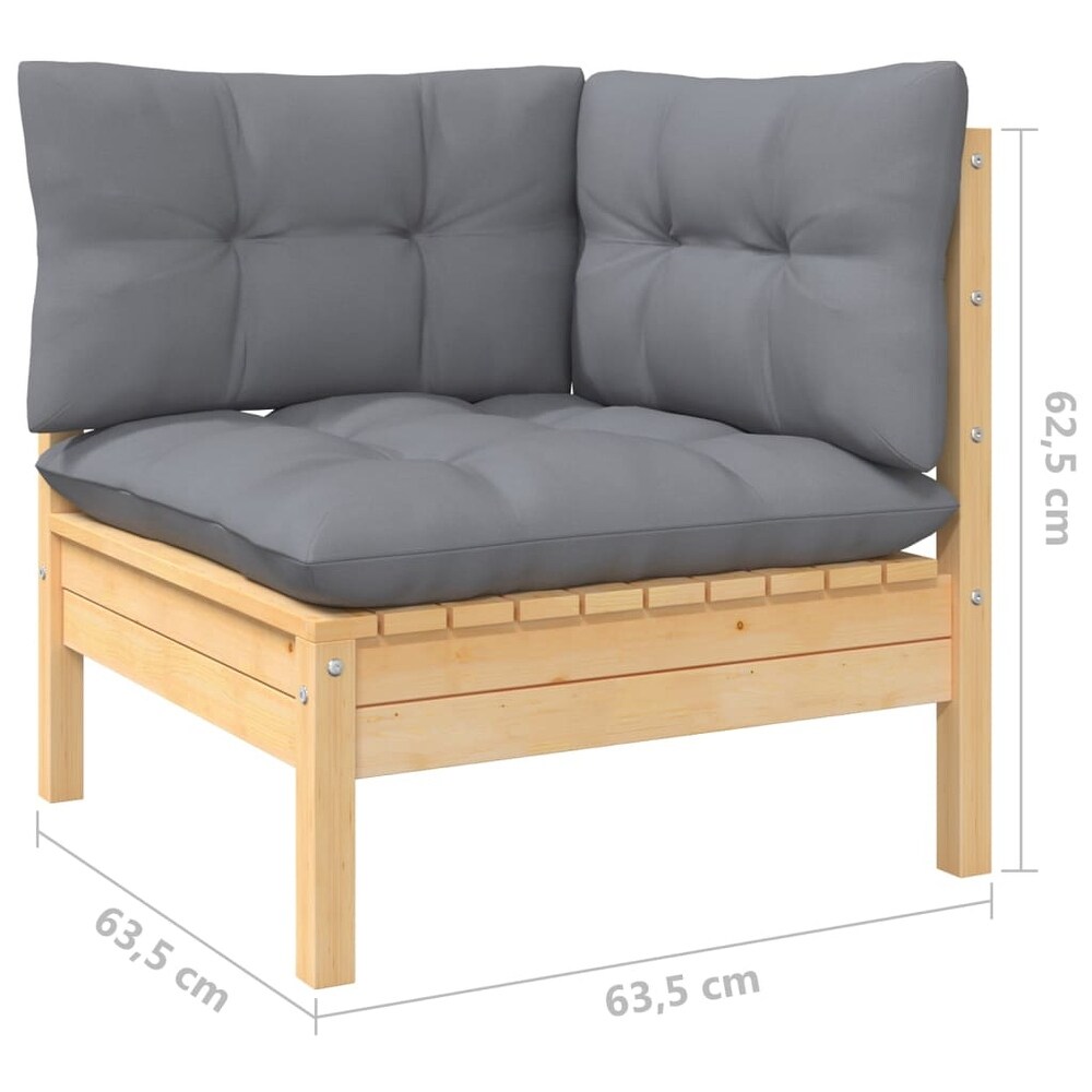 vidaXL Solid Pinewood Patio Lounge Set 8 Piece with Cushions Multi Colors