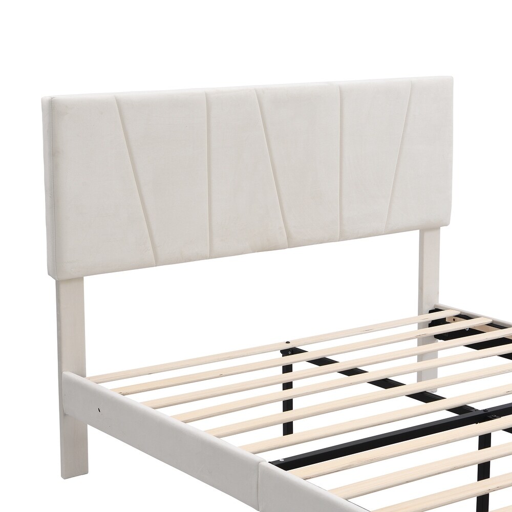 Modern Queen Size Upholstery Platform Bed with One Drawer