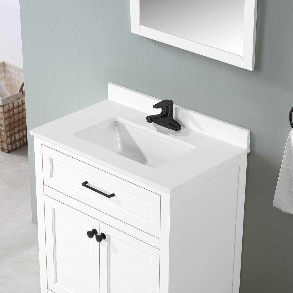 Home Decorators Collection Hanna 30 in. W x 19 in. D x 34.50 in. H Bath Vanity in White with White Cultured Marble Top Hanna 30W