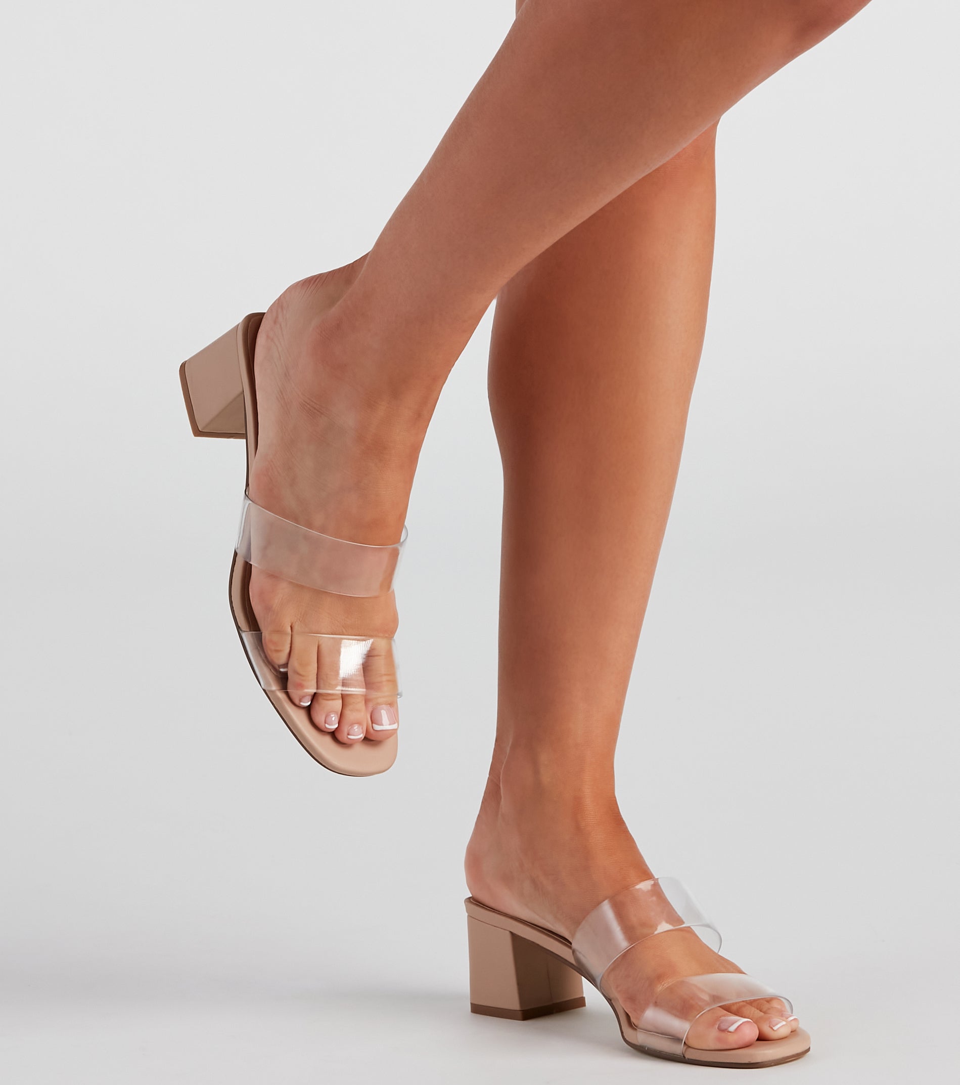 In Clear View Dual PVC Strap Mules