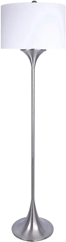 Lenuxe White and Brushed Nickel Steel Floor Lamp