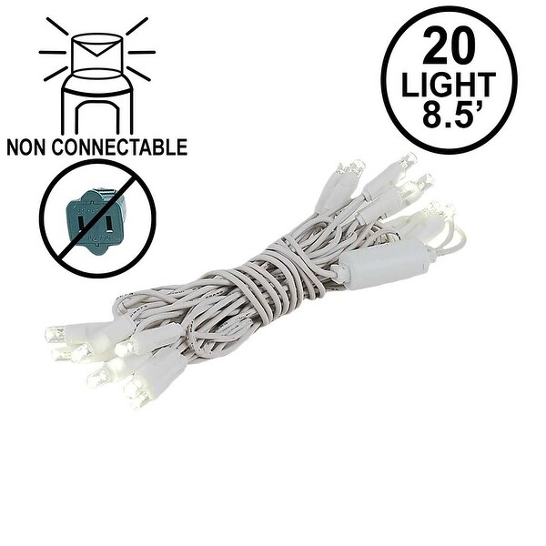 20 Light LED Christmas Mini Light，Warm White，NonConnectable，White Wire，8.5’