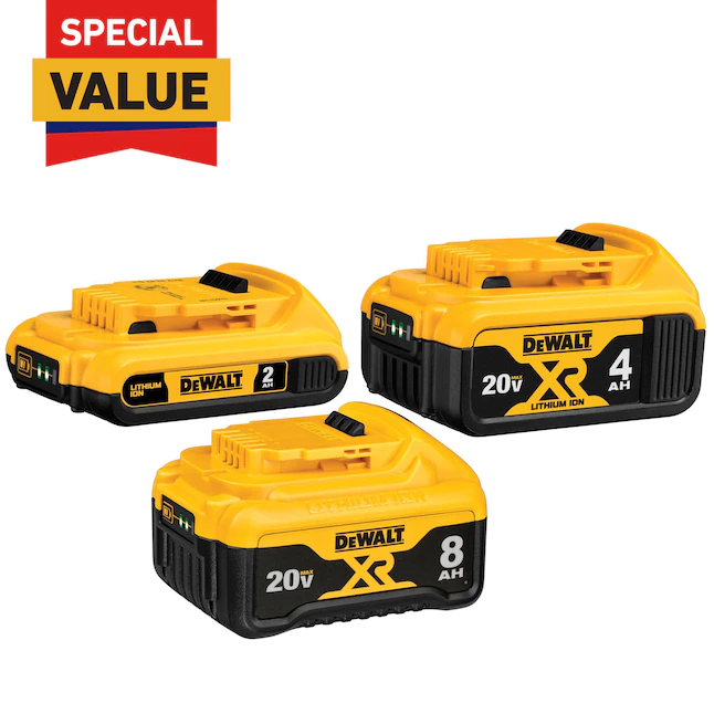 DEWALT DCB248-3 V20 3-Pack 8 Amp-Hour; 4 Amp-Hour Lithium-ion Power Tool Battery