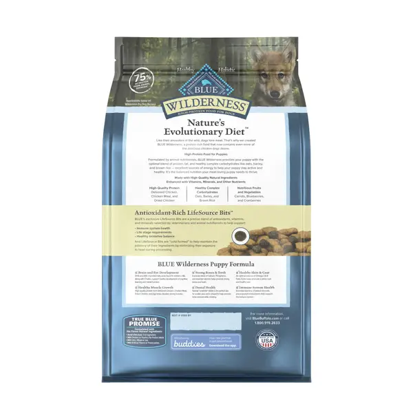 Blue Buffalo Wilderness 4.5 lb Chicken High Protein Puppy Dry Dog Food plus Wholesome Grains