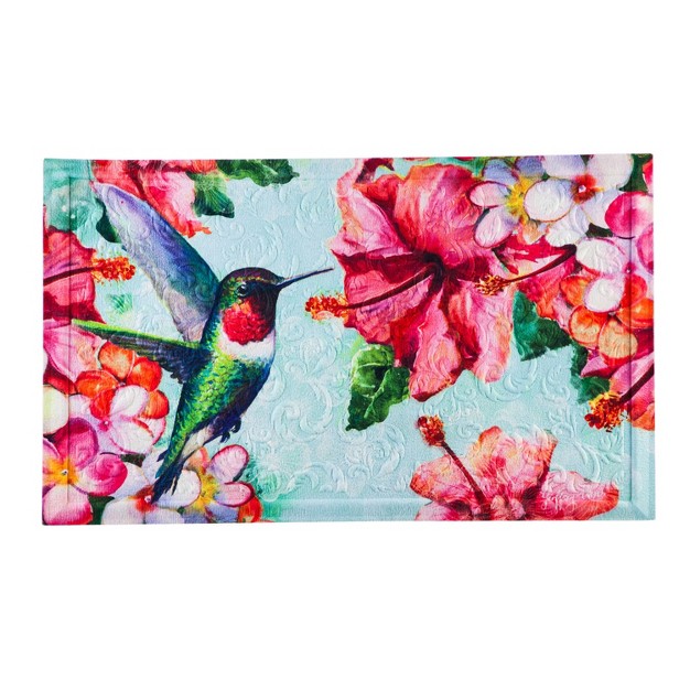 Evergreen Hummingbird And Hibiscus Embossed Floor Mat