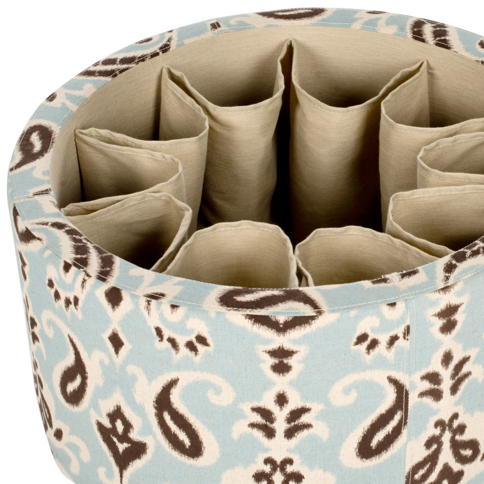 Niska Shoe Ottoman Light Blue/ White/ Brown Ikat/ Beige   Modern   Footstools And Ottomans   by Virgil Stanis Design  Houzz