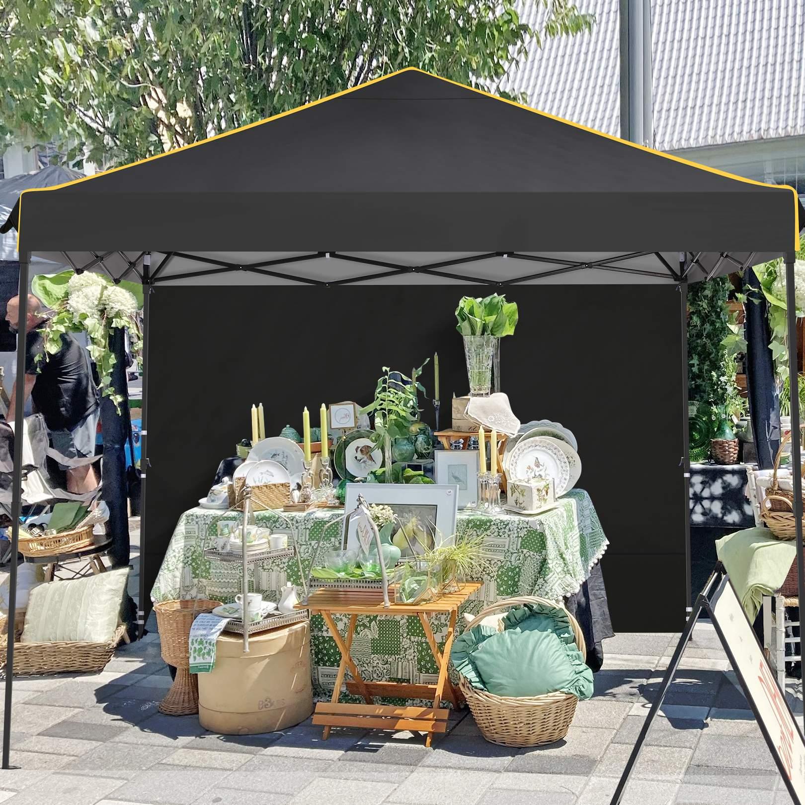 Likein 10x10 ft Pop Up Canopy Tent with 4 Removable Sidewalls, Commercial Instant Gazebo Tent, Outdoor Canopy Tents for Party/Exhibition/Picnic with Carry Bag, Clearance - Black