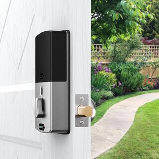 Lockly Flex Touch Satin Nickel Single-Cylinder Bluetooth Mobile App Controlled Deadbolt Lock with Biometric 3D Fingerprint PGD7YSN