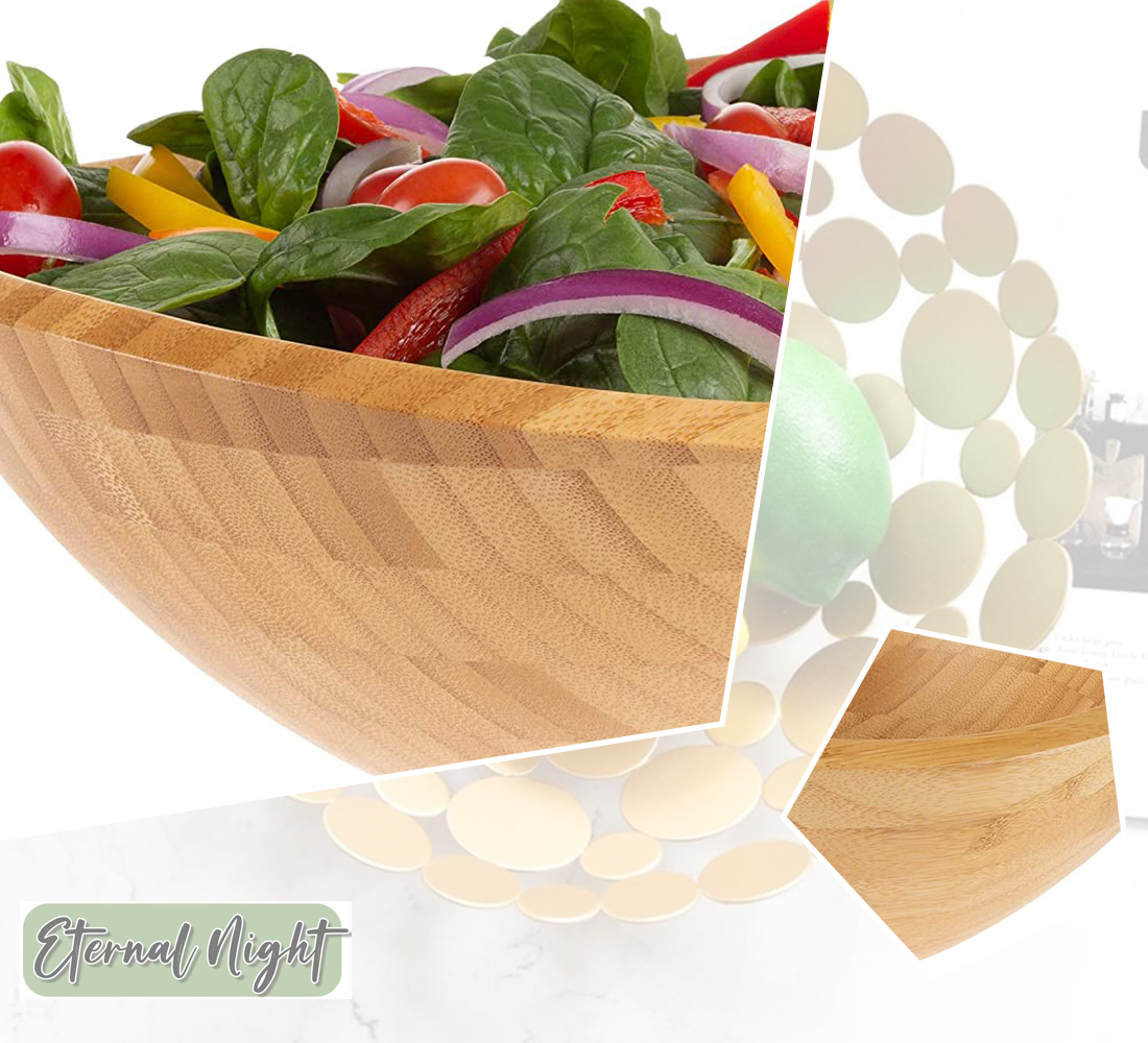 Serving Bowl Large Modern Oval Wood Dinnerware for Salads， Bread， Fruit or Vegetables by