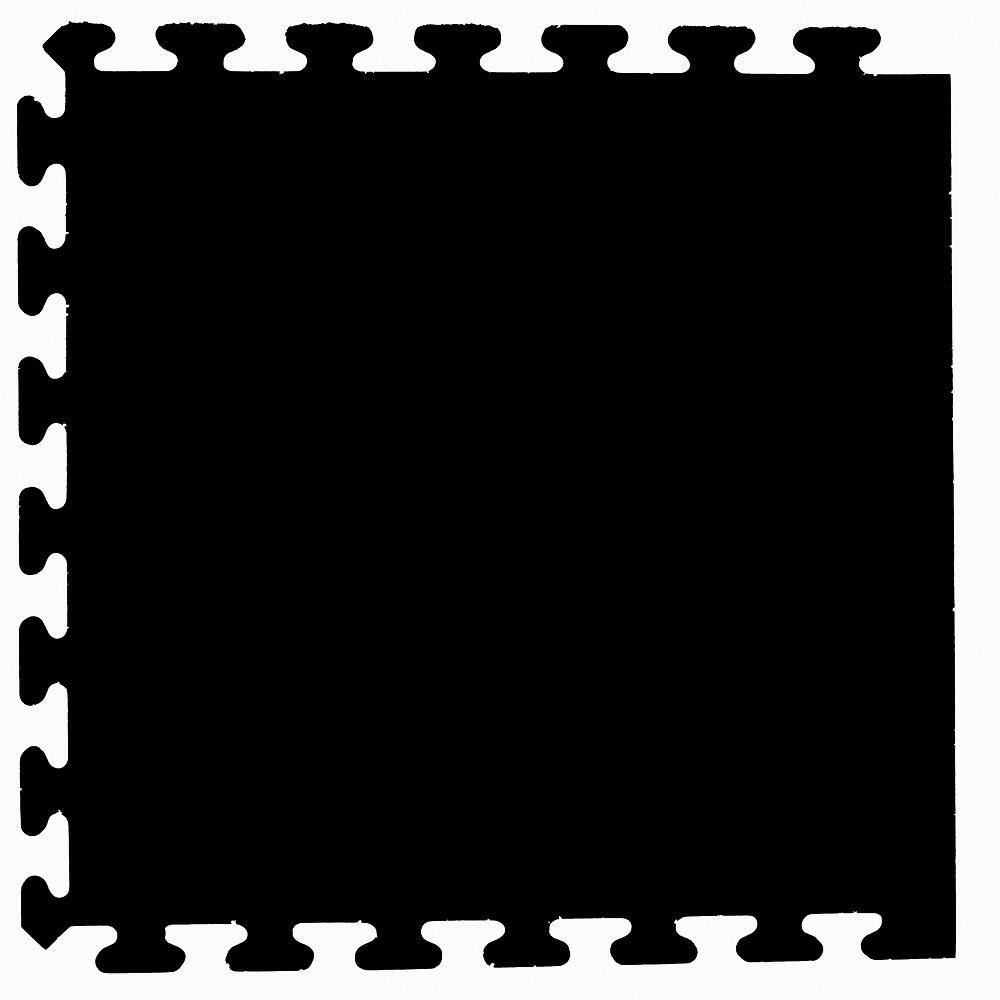 Solid Black 24 in. x 24 in. Finished Side Recycled Rubber Floor Tile (16 sq. ft. case) EZFLEDSDBK